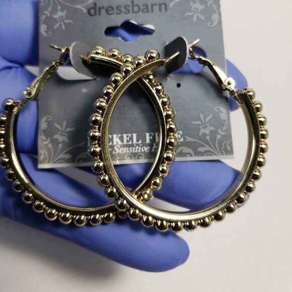 2/$30 Gold tone Dainty Hoop design Leverback Earrings - 1.65" Women's  Jewelry - Picture 7 of 7
